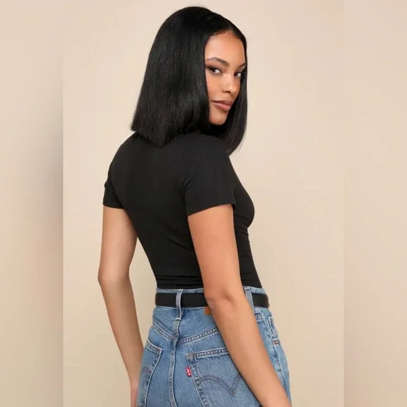 Lulu’s Kinship Ribbed Black Bodysuit. NWT. - Picture 2 of 8
